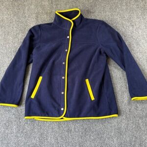 Susan Graver Weekend Fleece Jacket Top XL Blue‎ Yellow Snap Front Coat